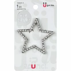 Wholesale ❤️ Scunci Open Center Rhinestone Star Jeanwire Barrette 1 Pk. ✨