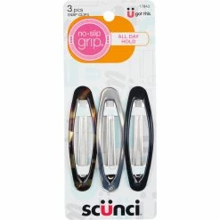 Promo 🧨 Scunci No Slip 8cm Oval Snap Hair Clips 3 Pk. 💯