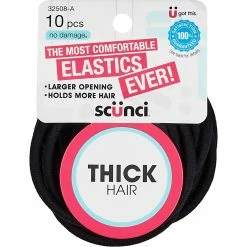 Best Sale 🔔 Scunci Hair Type Nylon Thick Hair Elastics, 10 Ct. 😉