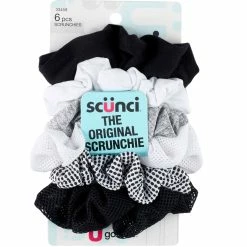 Outlet 💯 Scunci Mixed Texture Fabric Scrunchies 6 Ct 😀